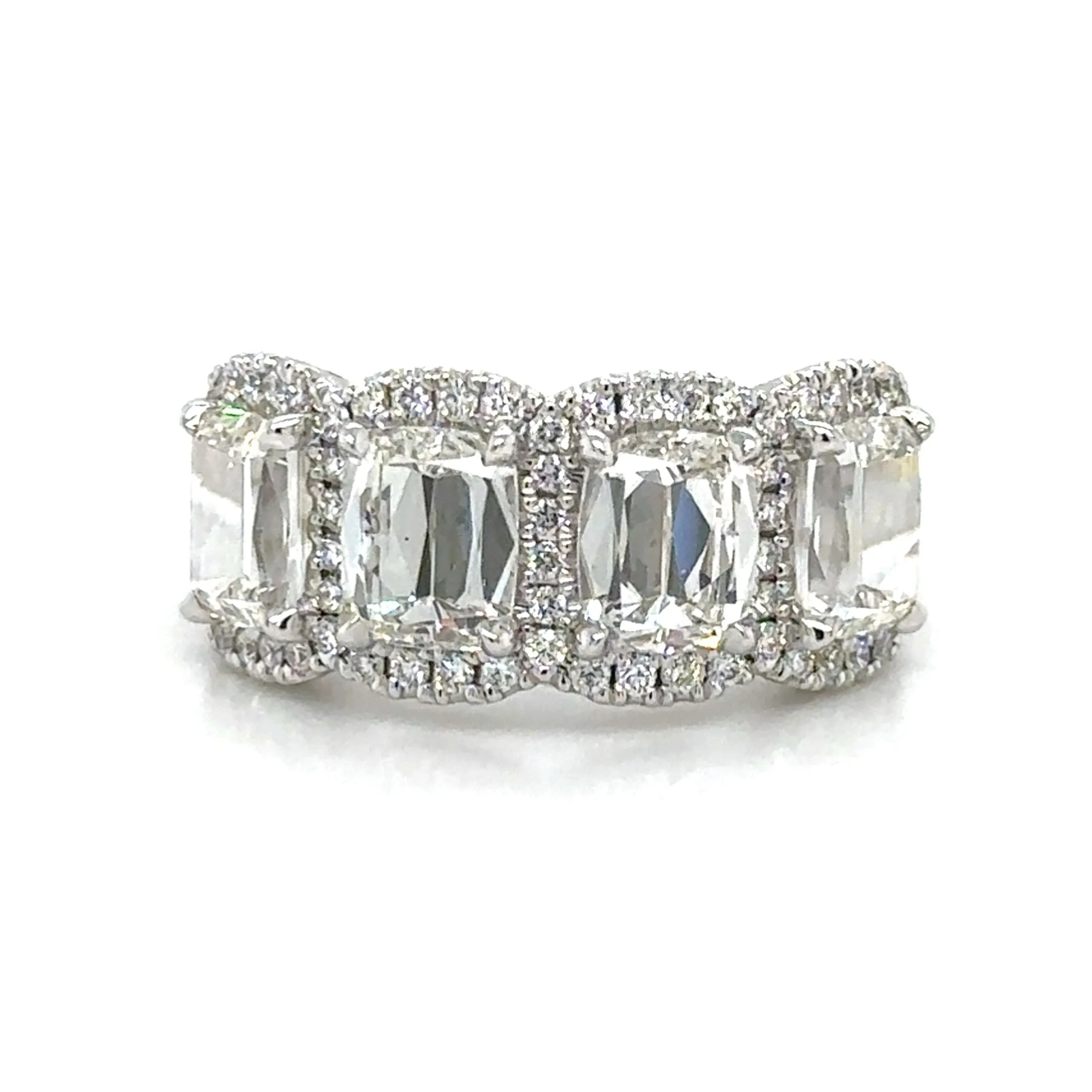 Henri Daussi 4.43ct tw Cushion Cut GIA Certified Matching Four Stone Band Anniversary Ring