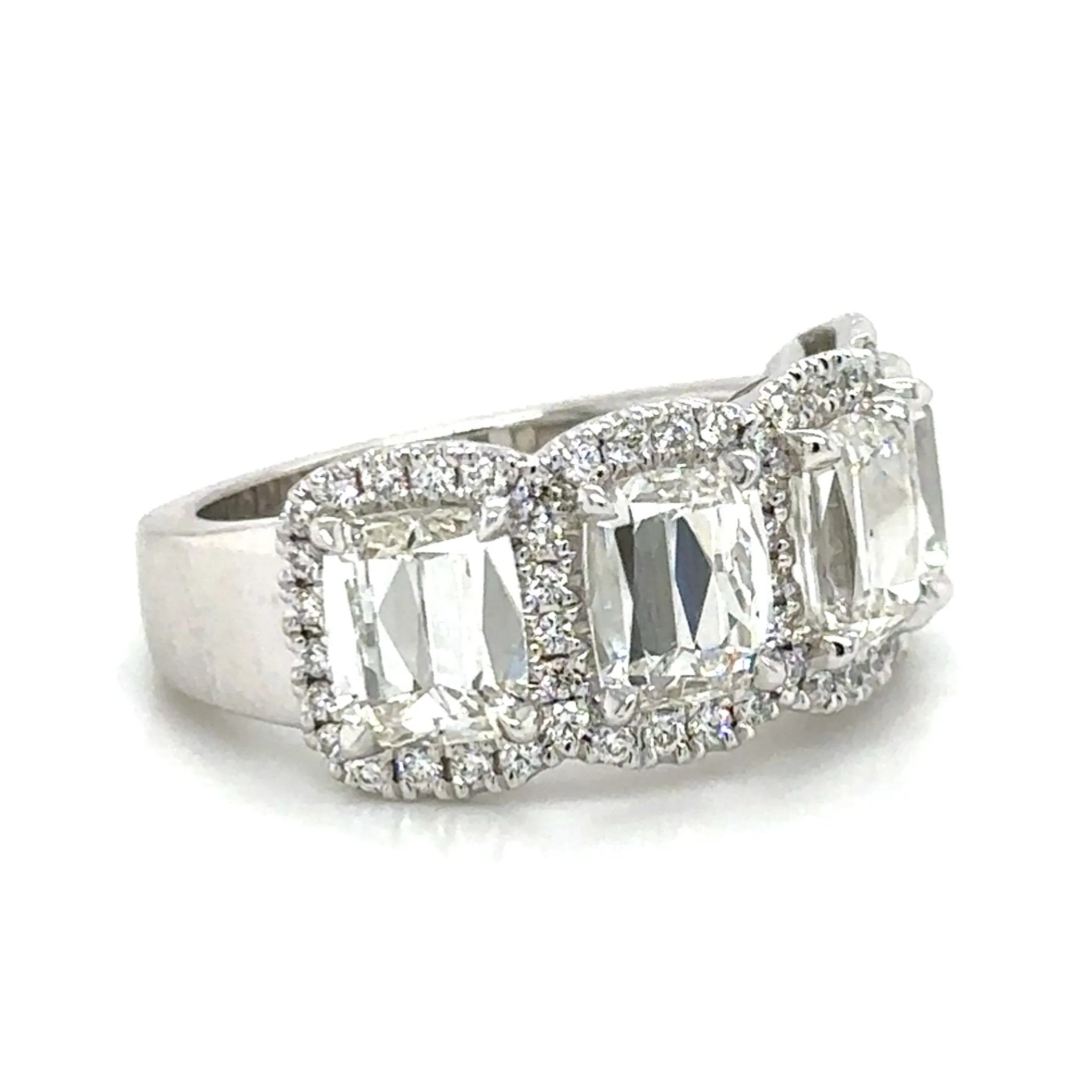 Henri Daussi 4.43ct tw Cushion Cut GIA Certified Matching Four Stone Band Anniversary Ring
