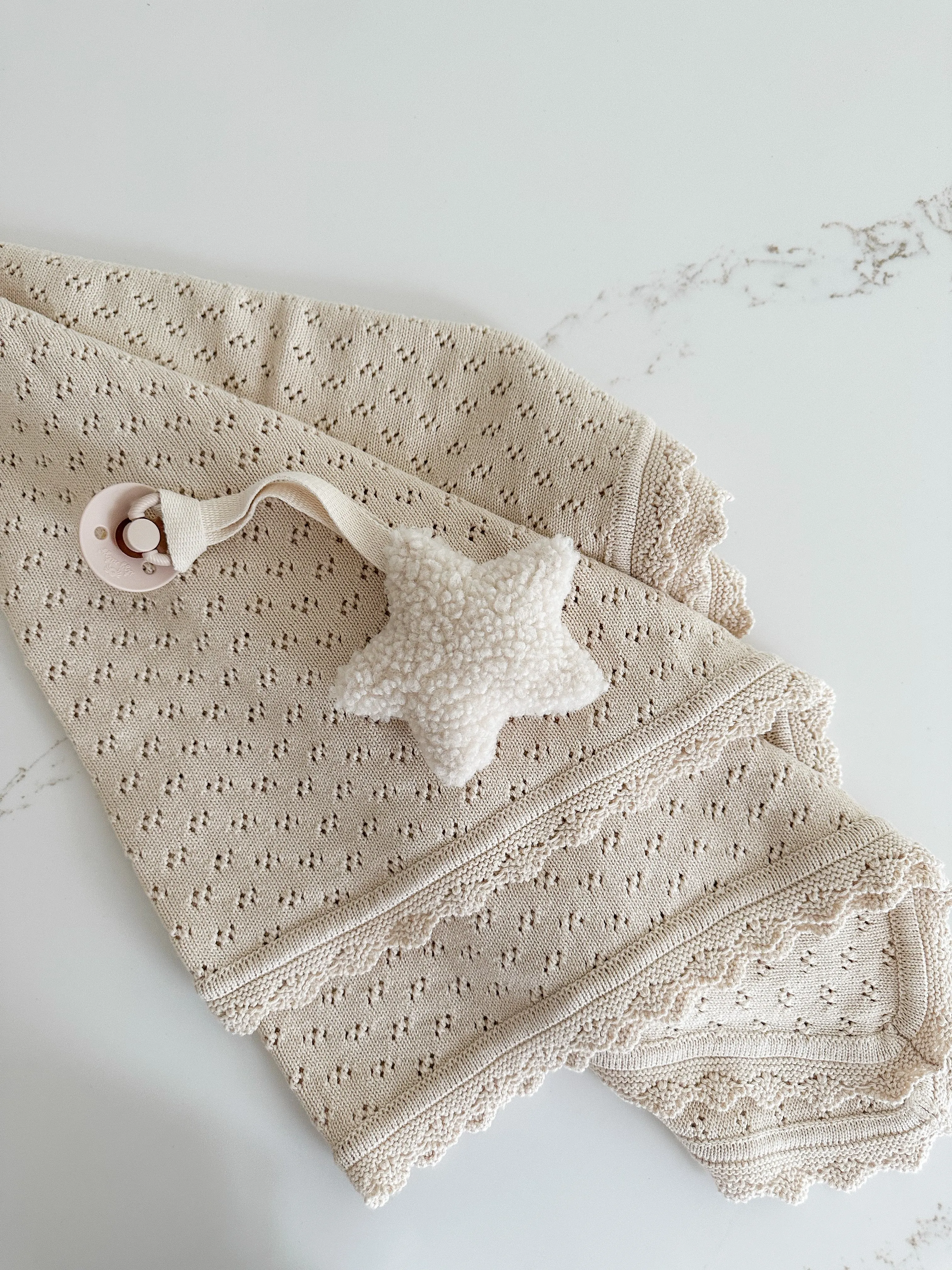 Hollow Out Knit Blanket - OAT