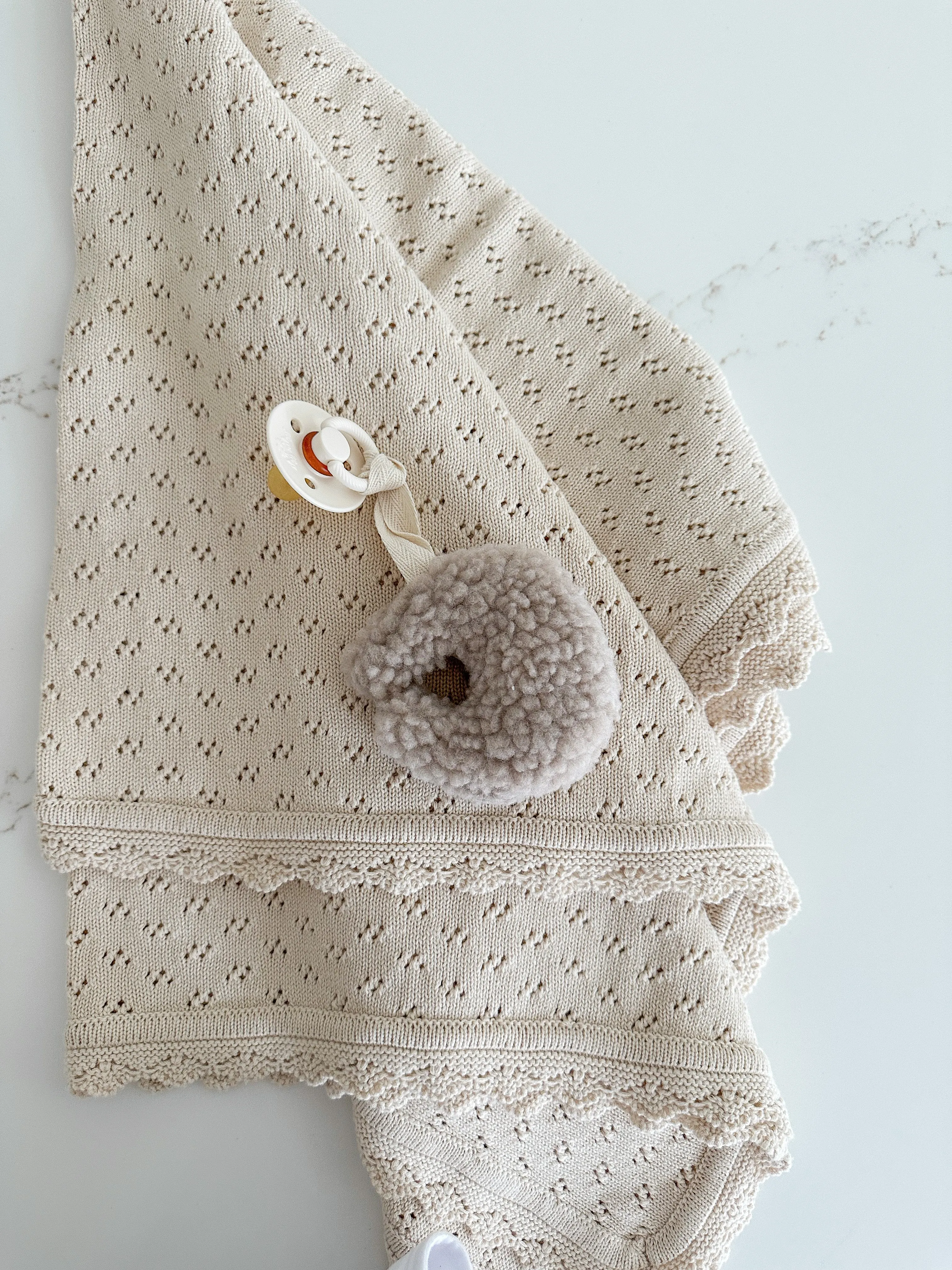 Hollow Out Knit Blanket - OAT
