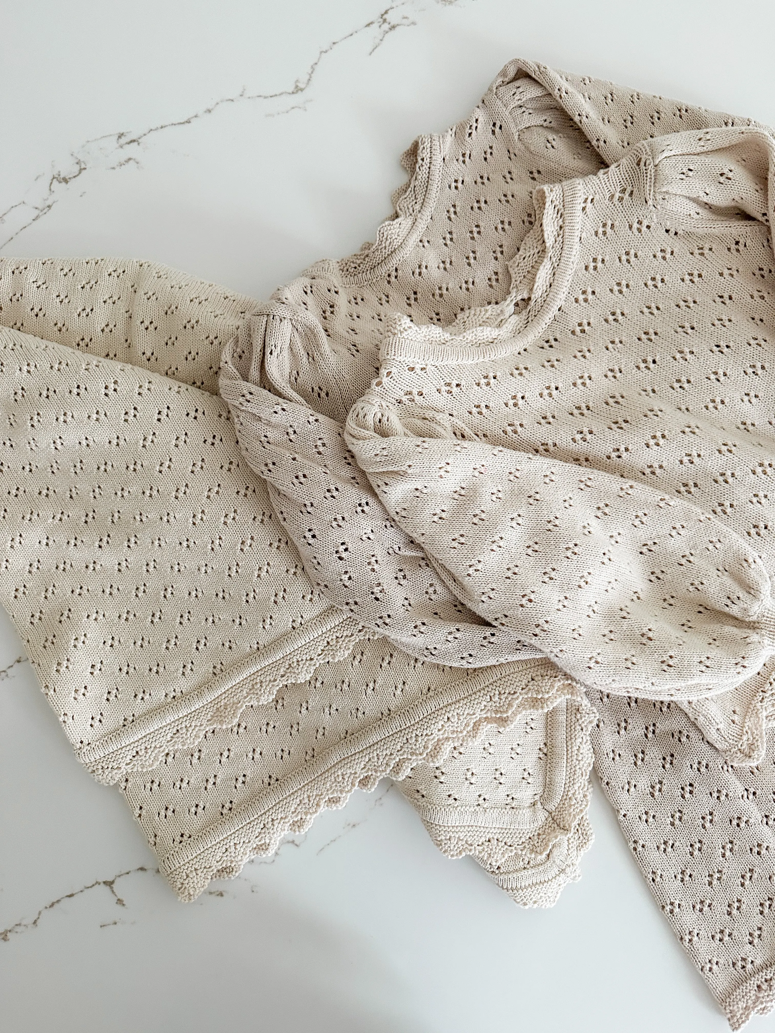 Hollow Out Knit Blanket - OAT