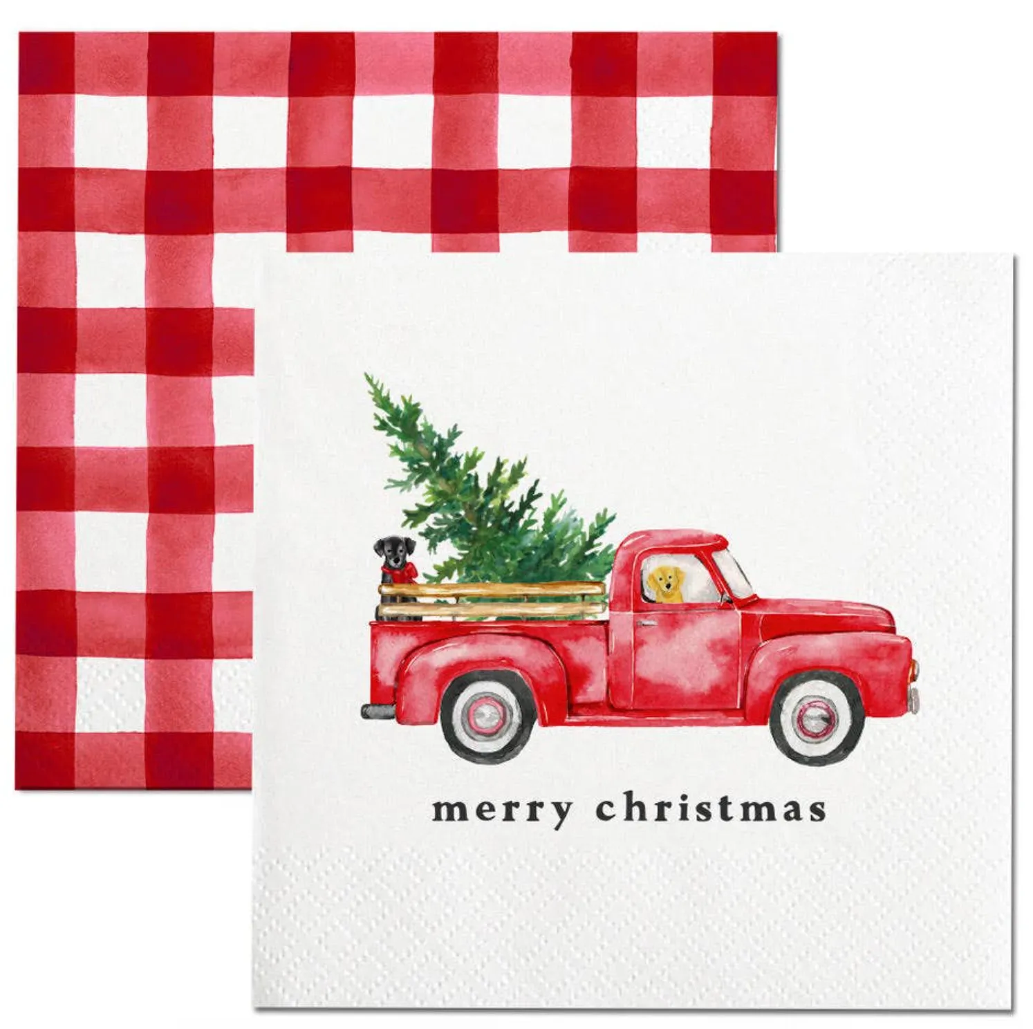 Home  Cocktail Napkin Merry Christmas Truck