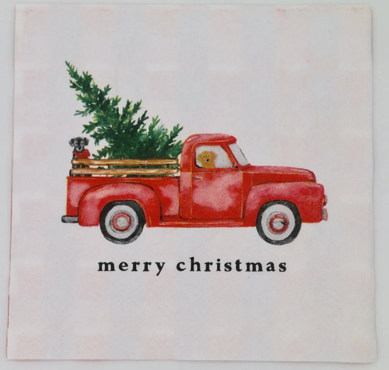 Home  Cocktail Napkin Merry Christmas Truck