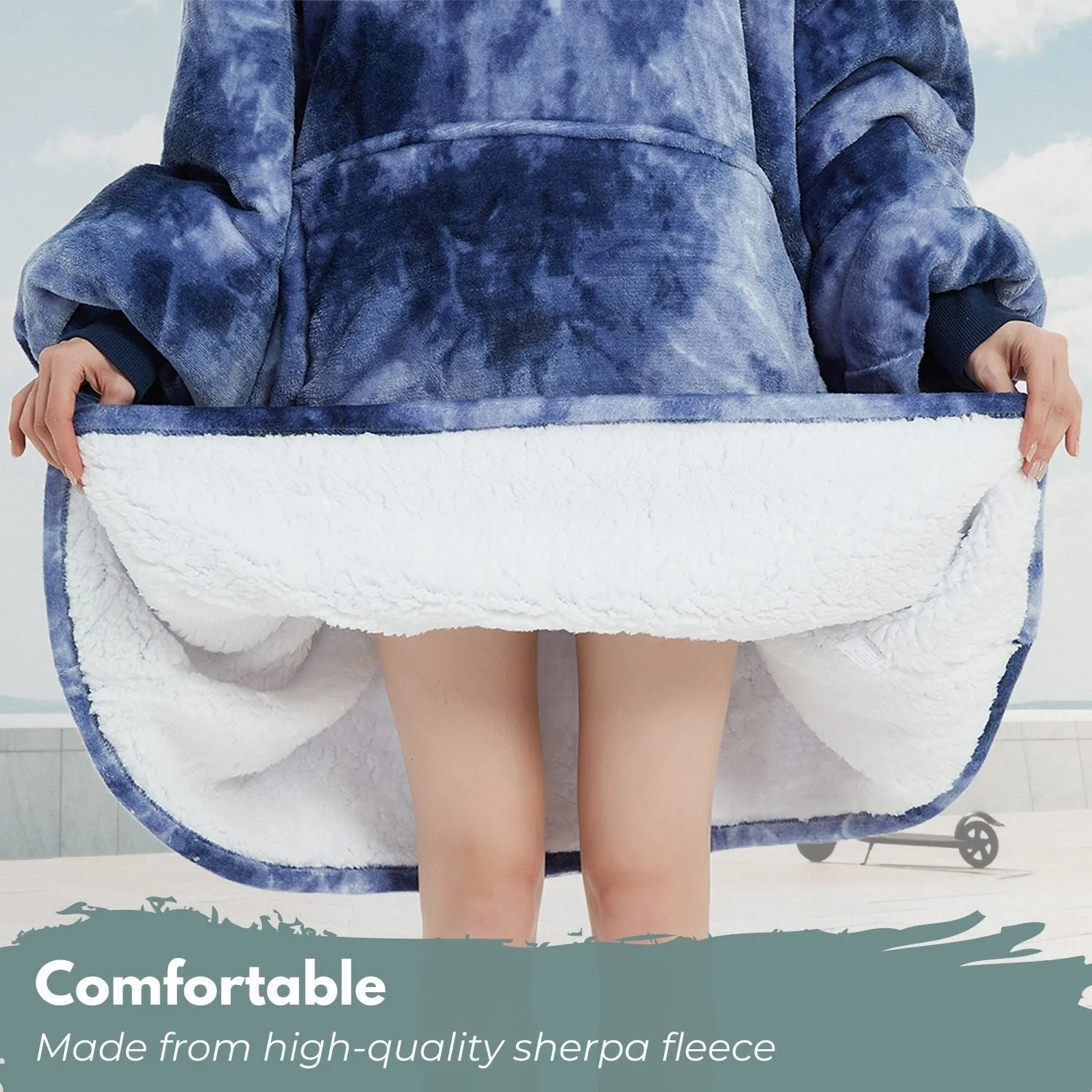 Hoodie Blanket Adult Tie-Dyed Blue