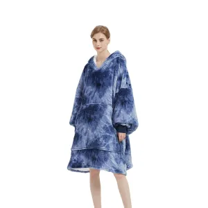 Hoodie Blanket Adult Tie-Dyed Blue