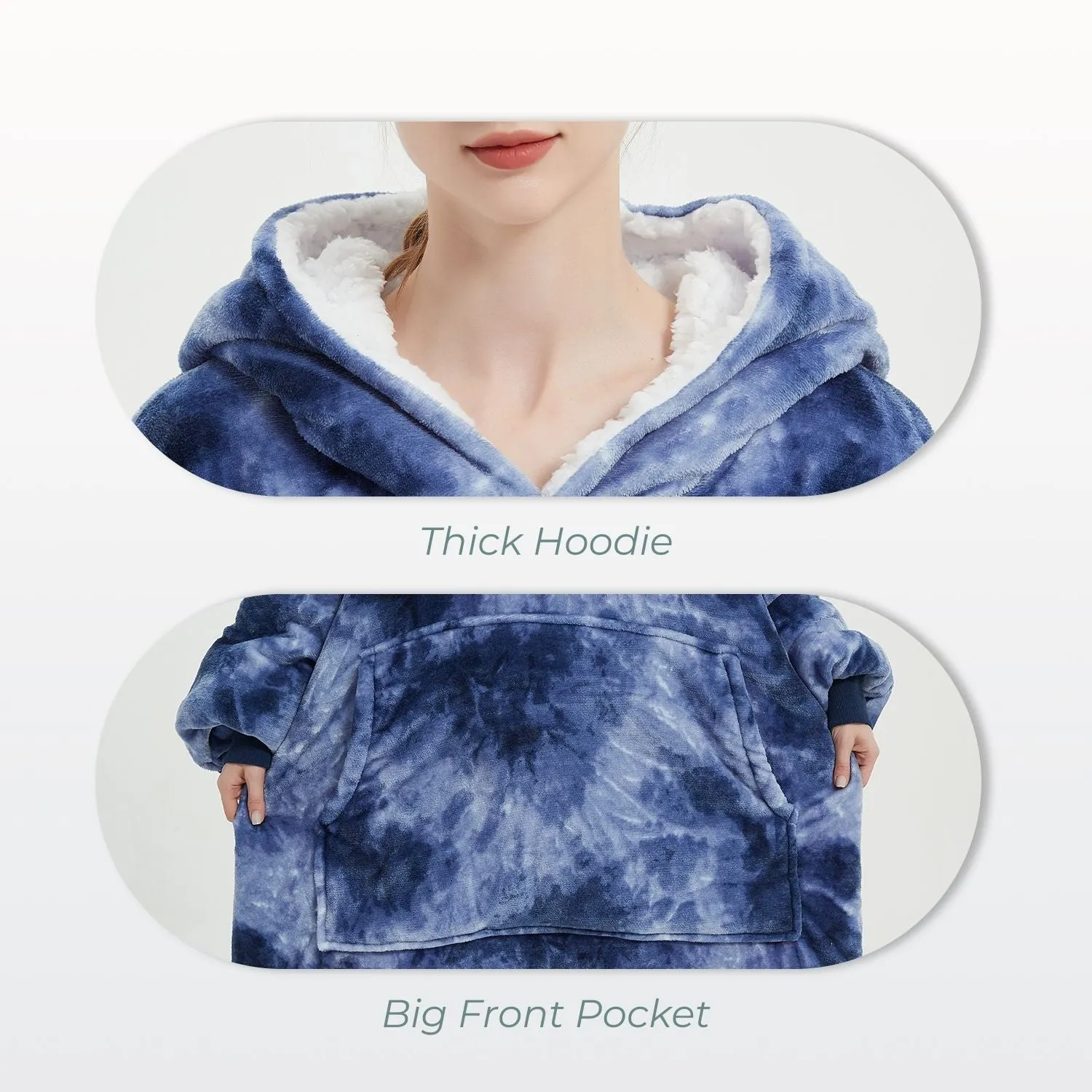 Hoodie Blanket Adult Tie-Dyed Blue