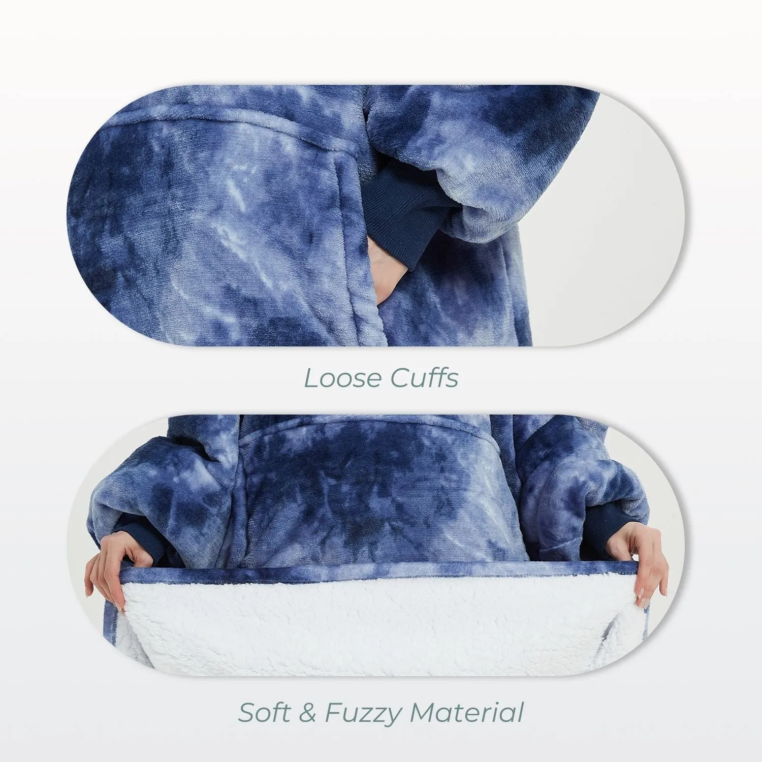 Hoodie Blanket Adult Tie-Dyed Blue