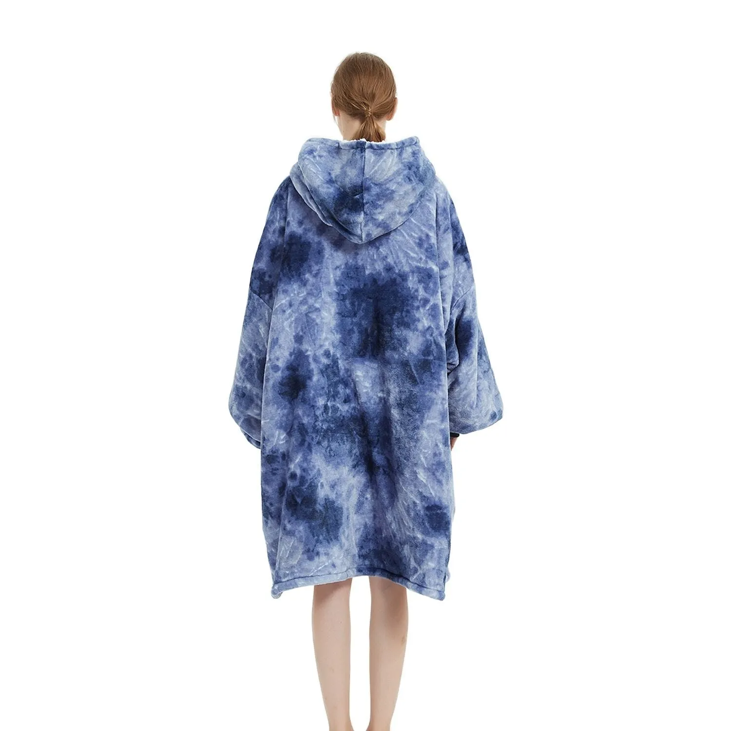 Hoodie Blanket Adult Tie-Dyed Blue