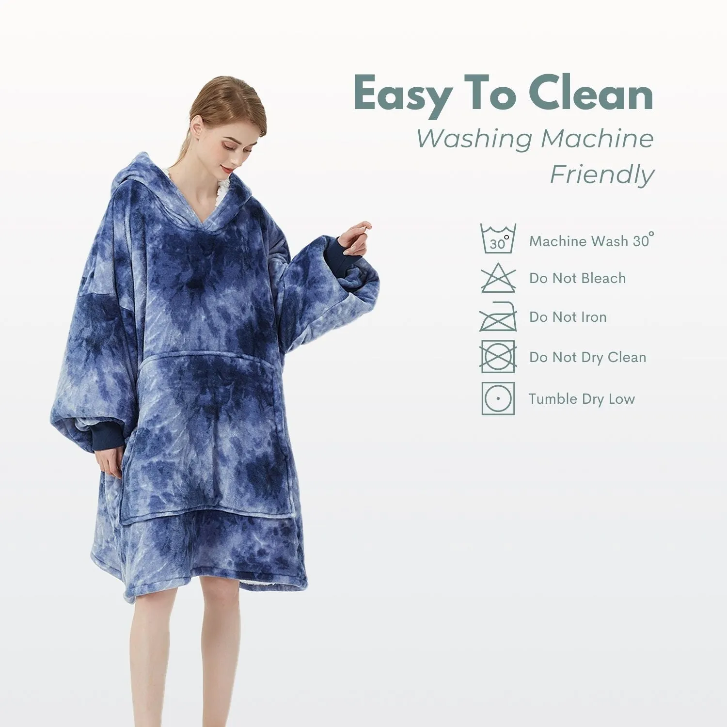 Hoodie Blanket Adult Tie-Dyed Blue