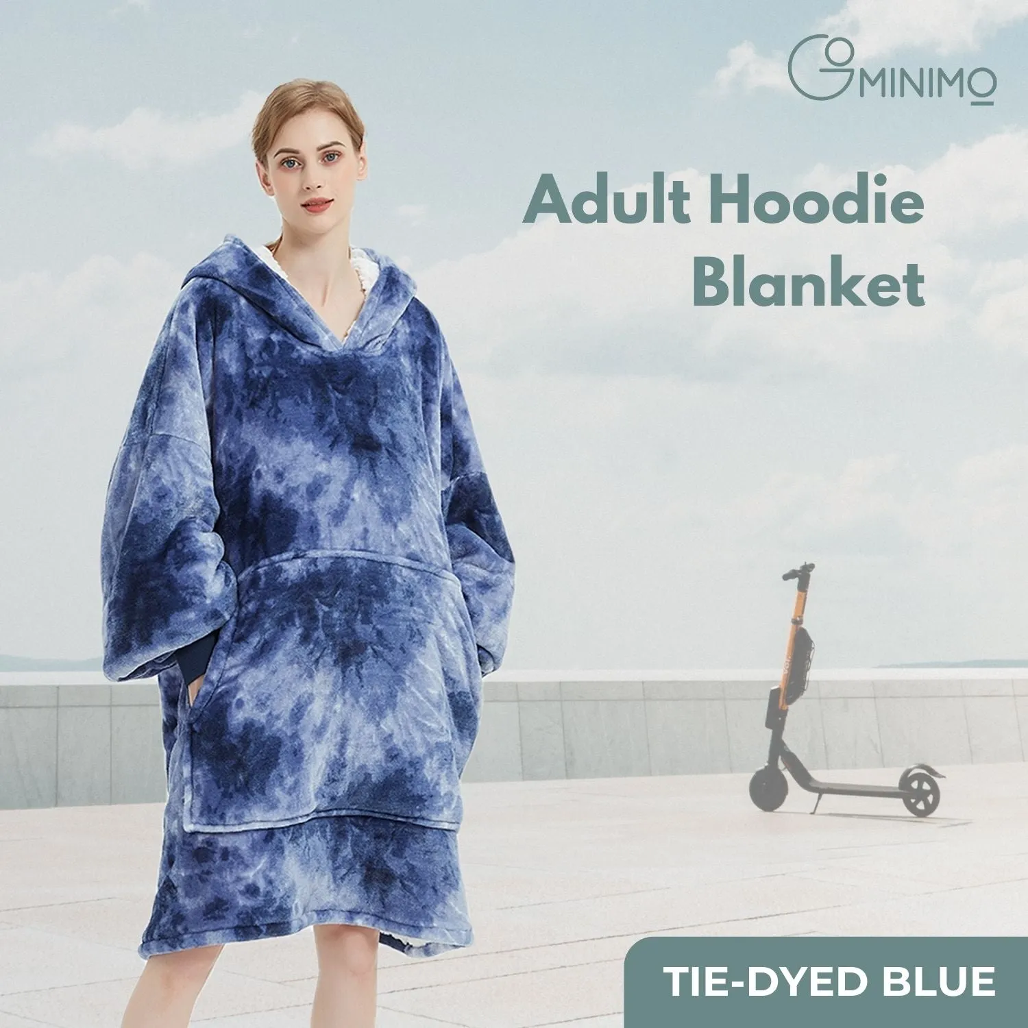 Hoodie Blanket Adult Tie-Dyed Blue