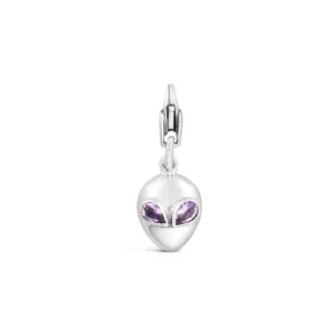 I Come In Peace Gemstone Alien Clip Charm - Amethyst