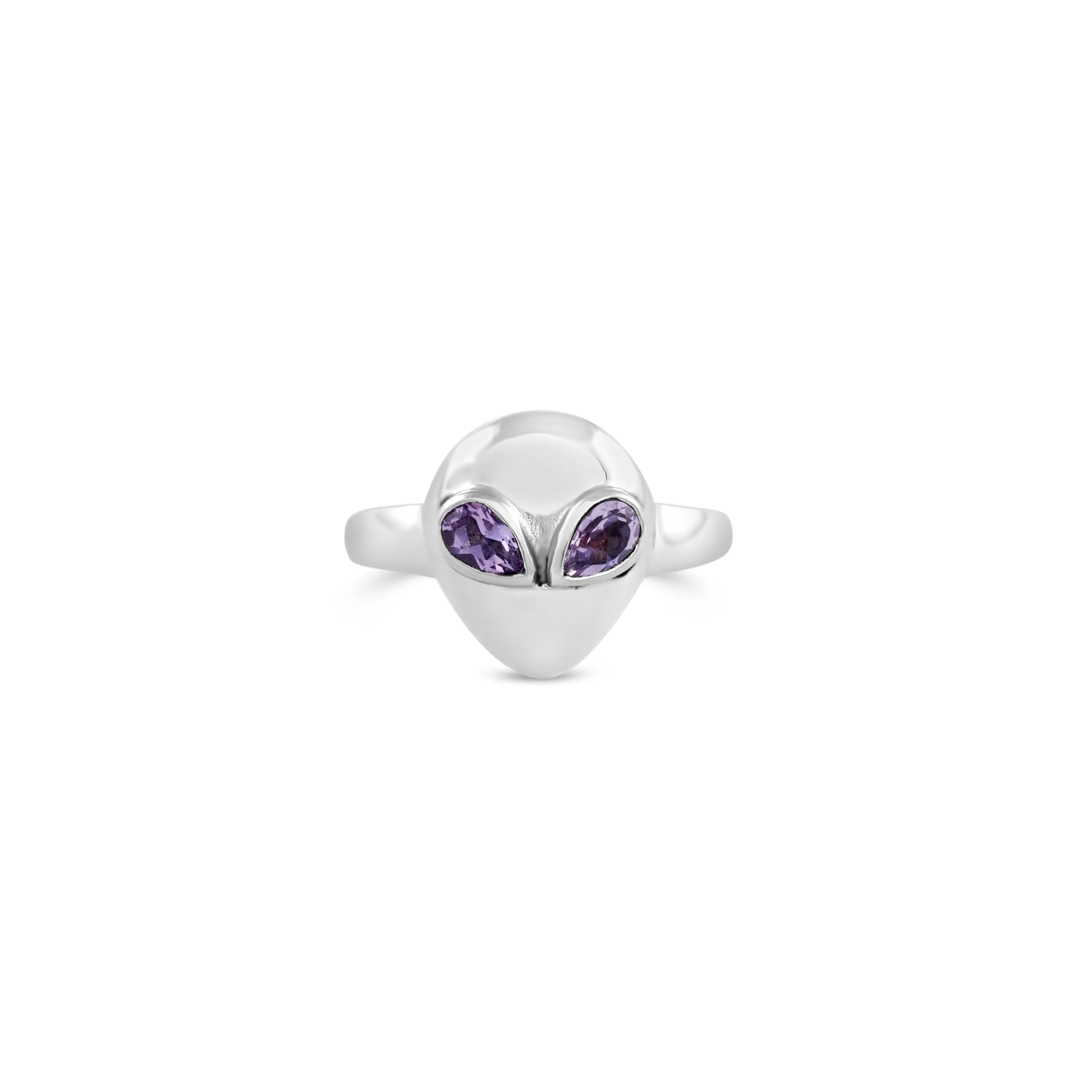 I Come In Peace Gemstone Alien Ring - Amethyst