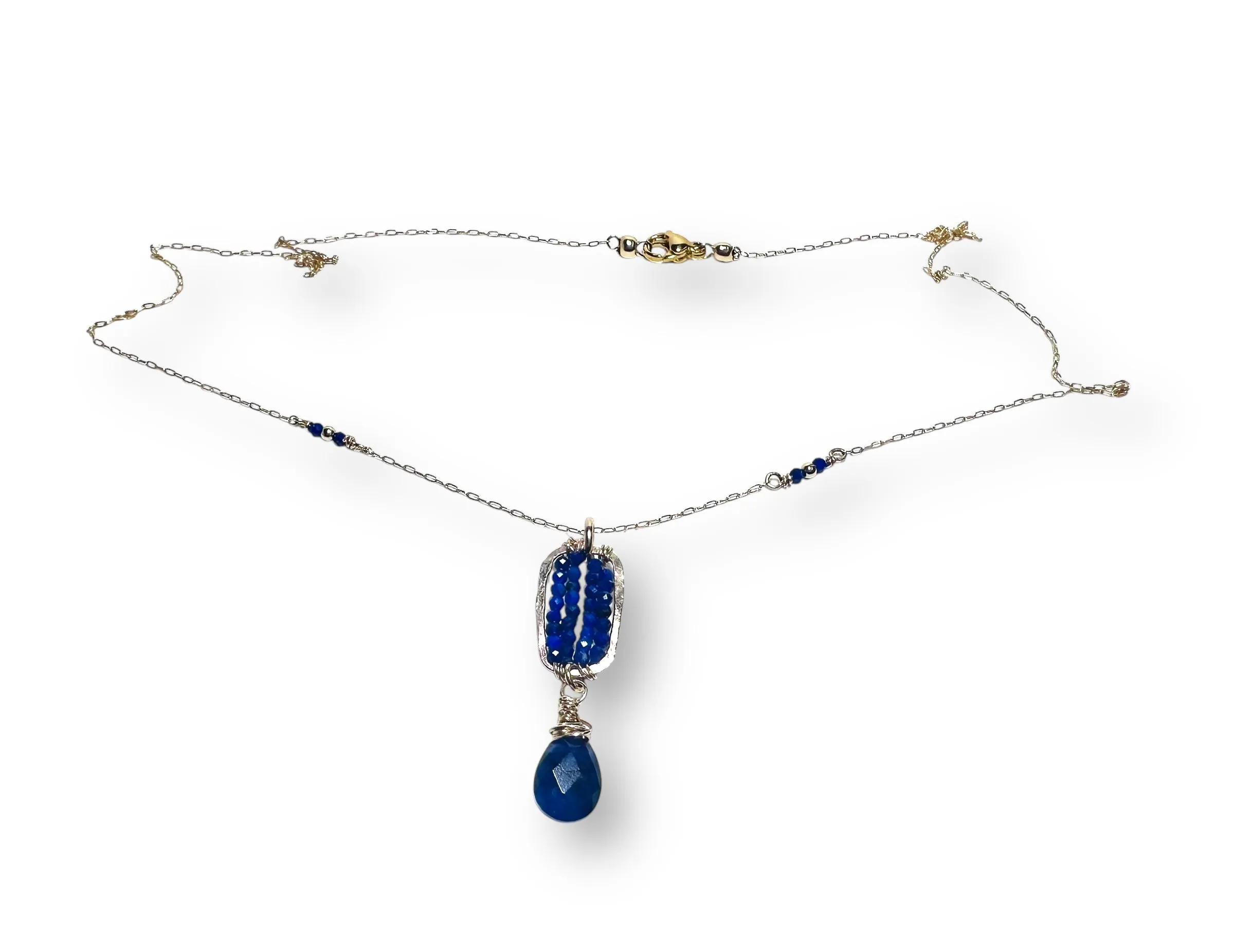 Lapis Necklace, Beaded Golden Necklace