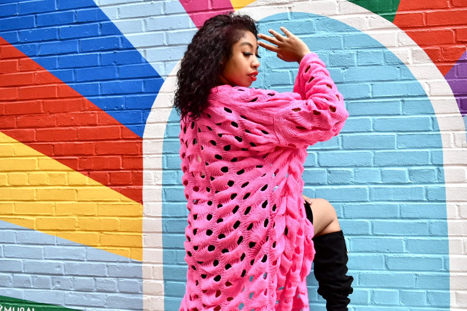 Lock and Key Oversized Pink Cardigan