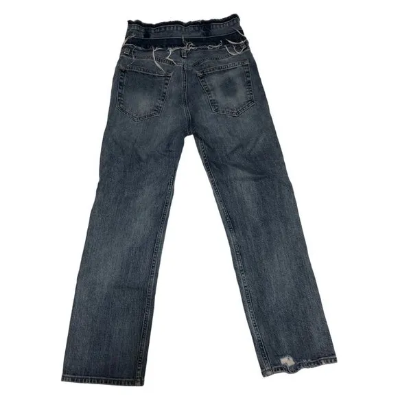 Lucky Remade Pins Stacked Waist Jeans Size 26 US 2 Blue Cropped High Rise Frayed