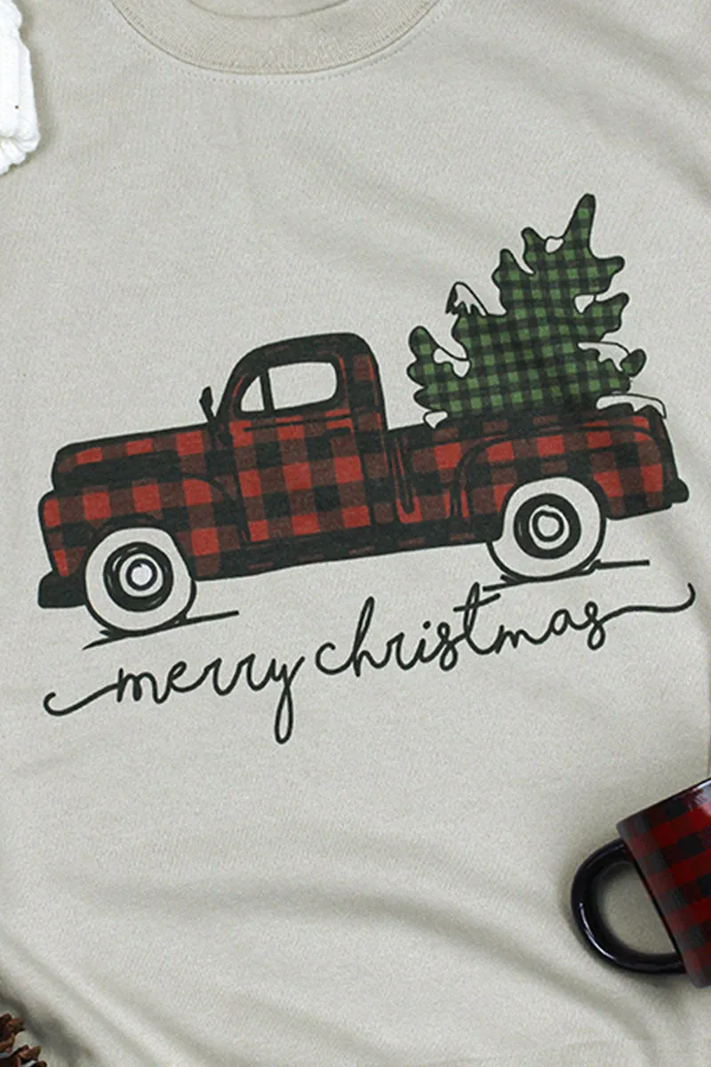 Merry Christmas Buffalo Plaid Truck Unisex NuBlend Crew Sweatshirt