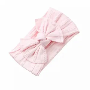 Mia Cable Knit Bow Headwrap | Pearl Pink