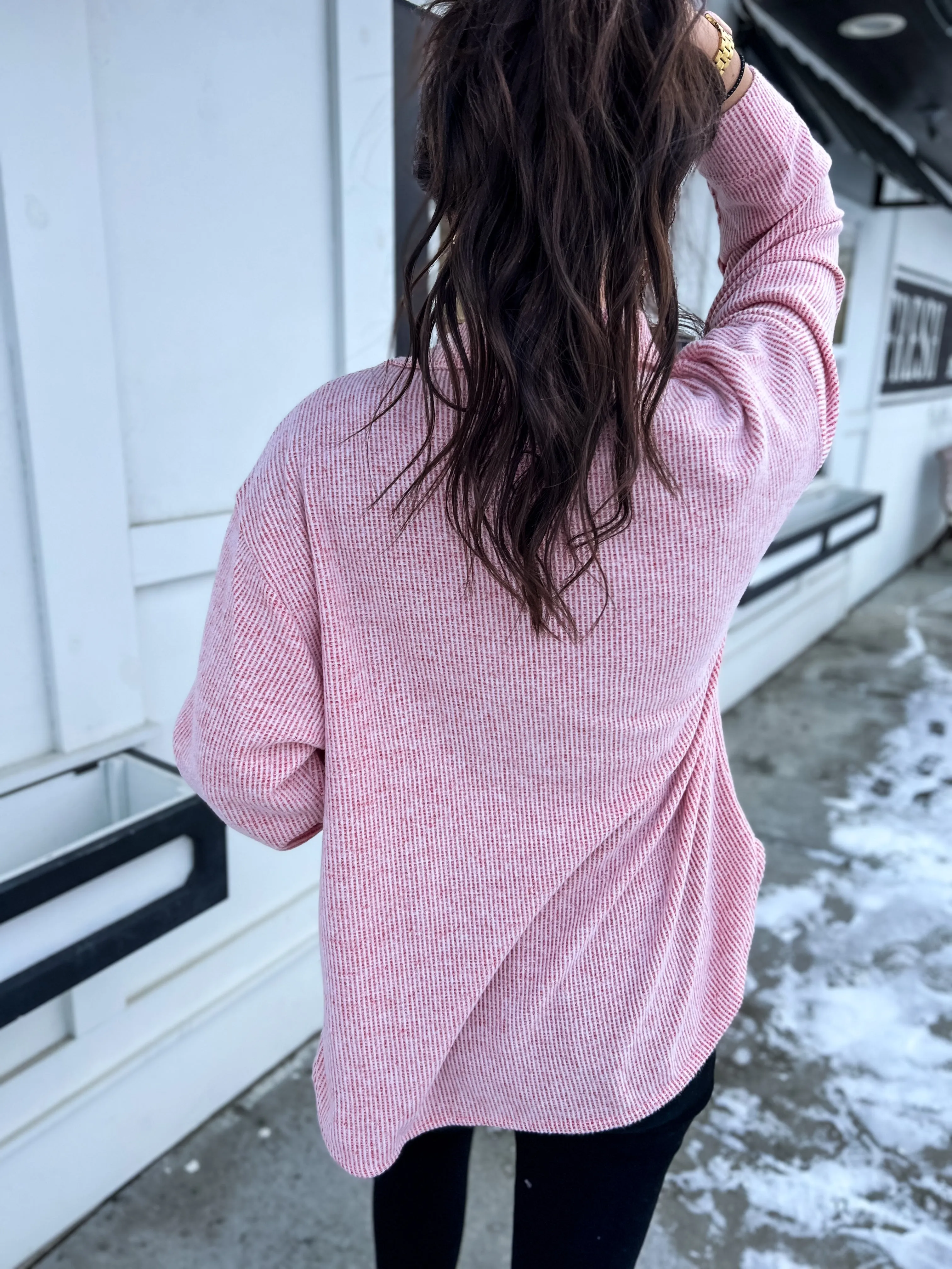 Miss Merry Red Corded Shacket