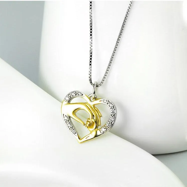 Mom’s Love Mom and Baby Love at First Touch Pendant Necklace