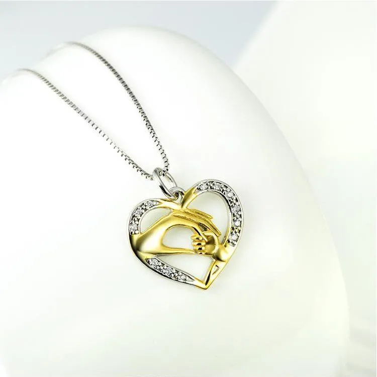 Mom’s Love Mom and Baby Love at First Touch Pendant Necklace