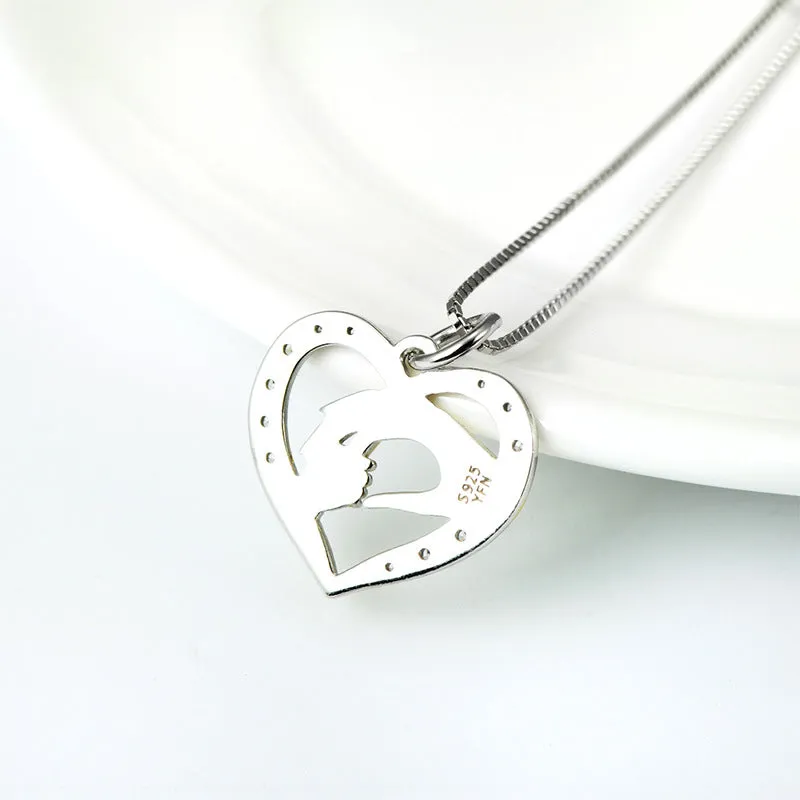 Mom’s Love Mom and Baby Love at First Touch Pendant Necklace