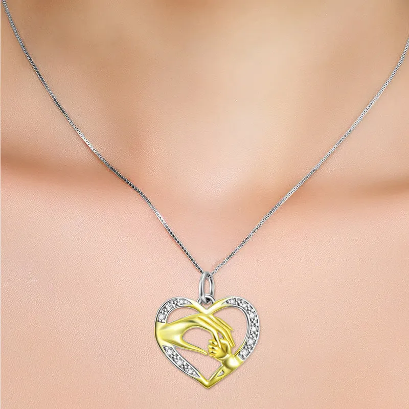 Mom’s Love Mom and Baby Love at First Touch Pendant Necklace