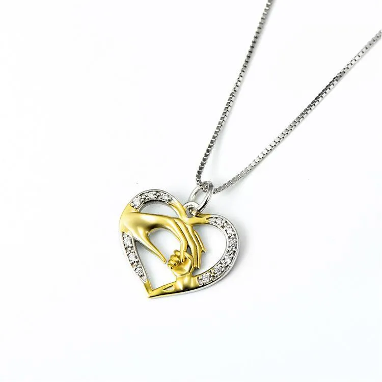 Mom’s Love Mom and Baby Love at First Touch Pendant Necklace