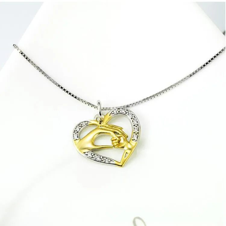 Mom’s Love Mom and Baby Love at First Touch Pendant Necklace
