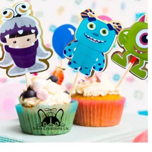 Monster Inc Themed cupcake topper set / 10 pcs.