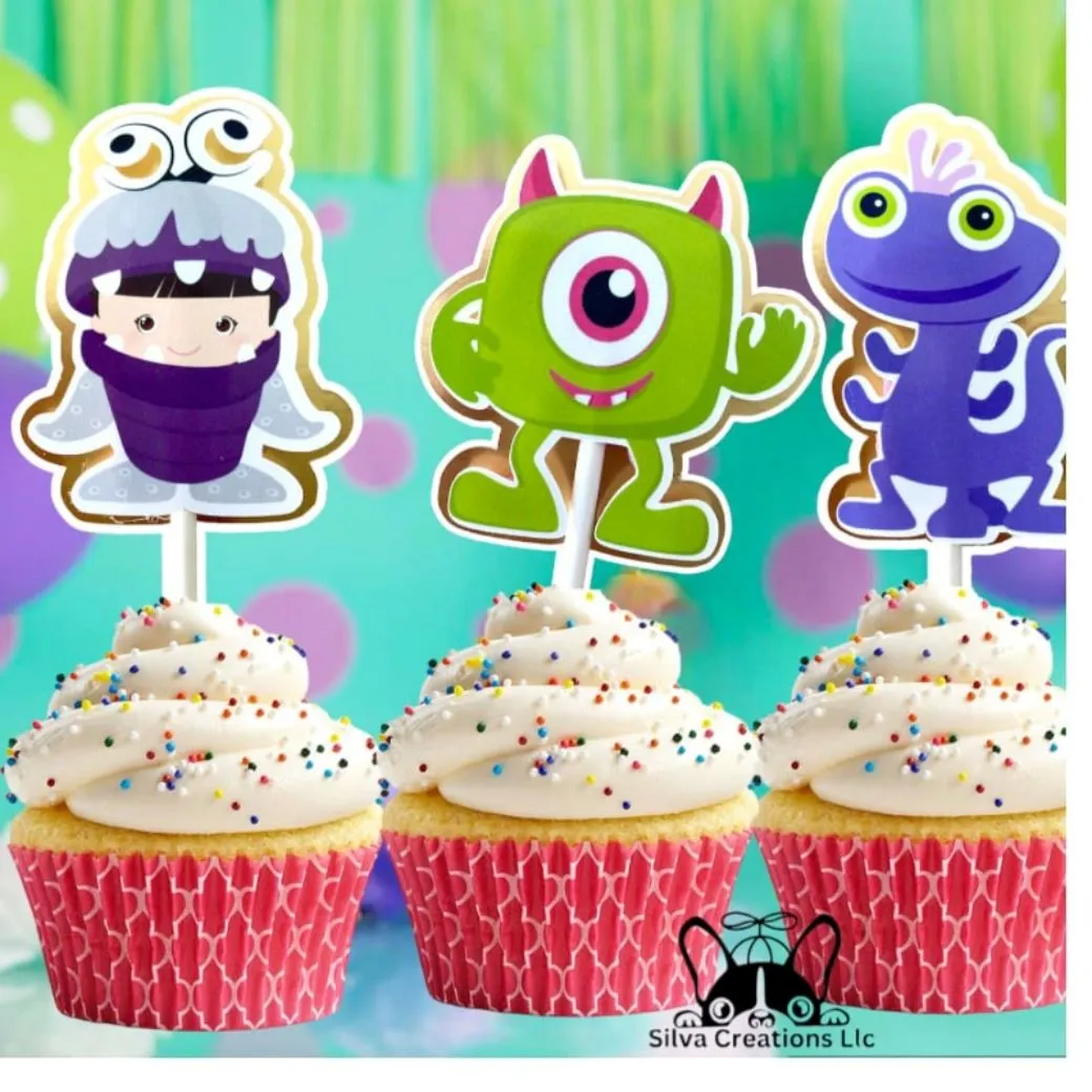 Monster Inc Themed cupcake topper set / 10 pcs.