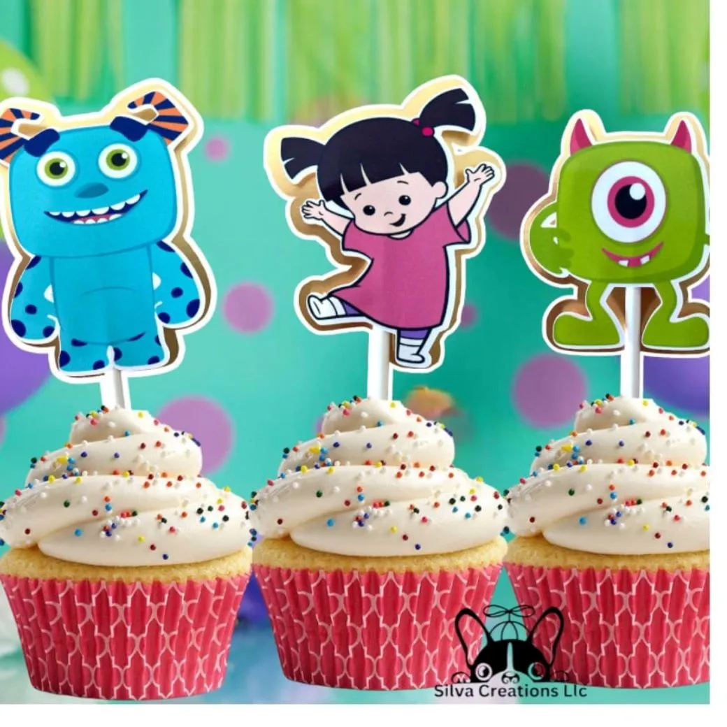 Monster Inc Themed cupcake topper set / 10 pcs.