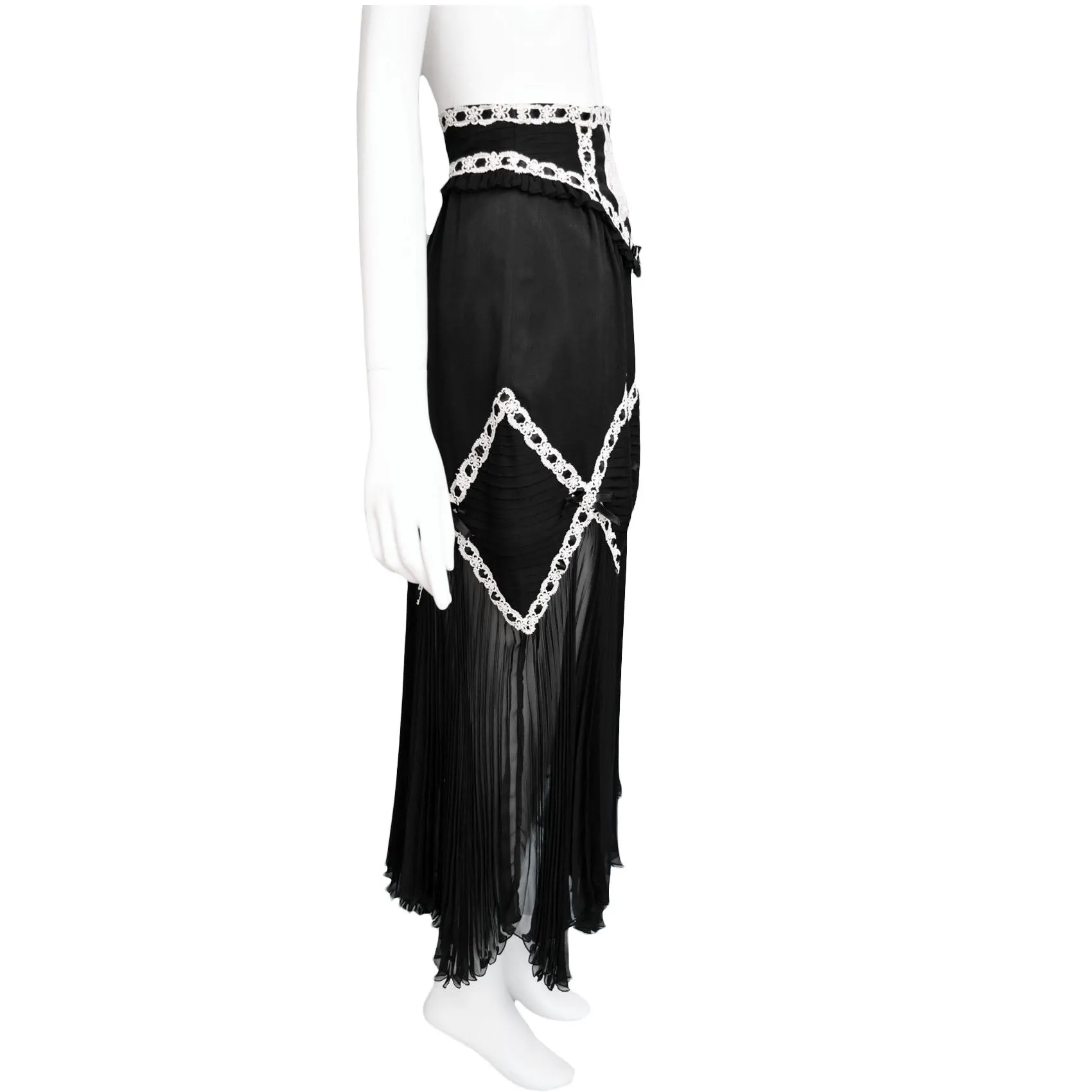 Moschino Couture 1990s Lace & Chiffon Skirt