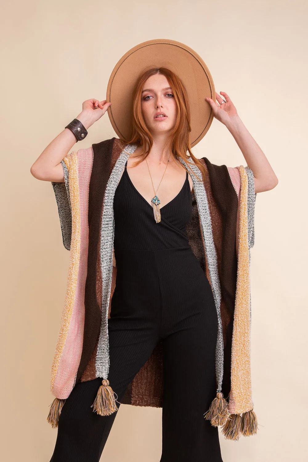 Multi-color Striped Tassel Poncho❤ - 3 colors