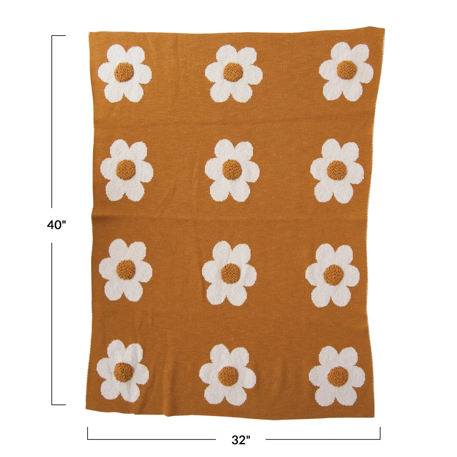 Natural & Mustard Flowers Baby Blanket