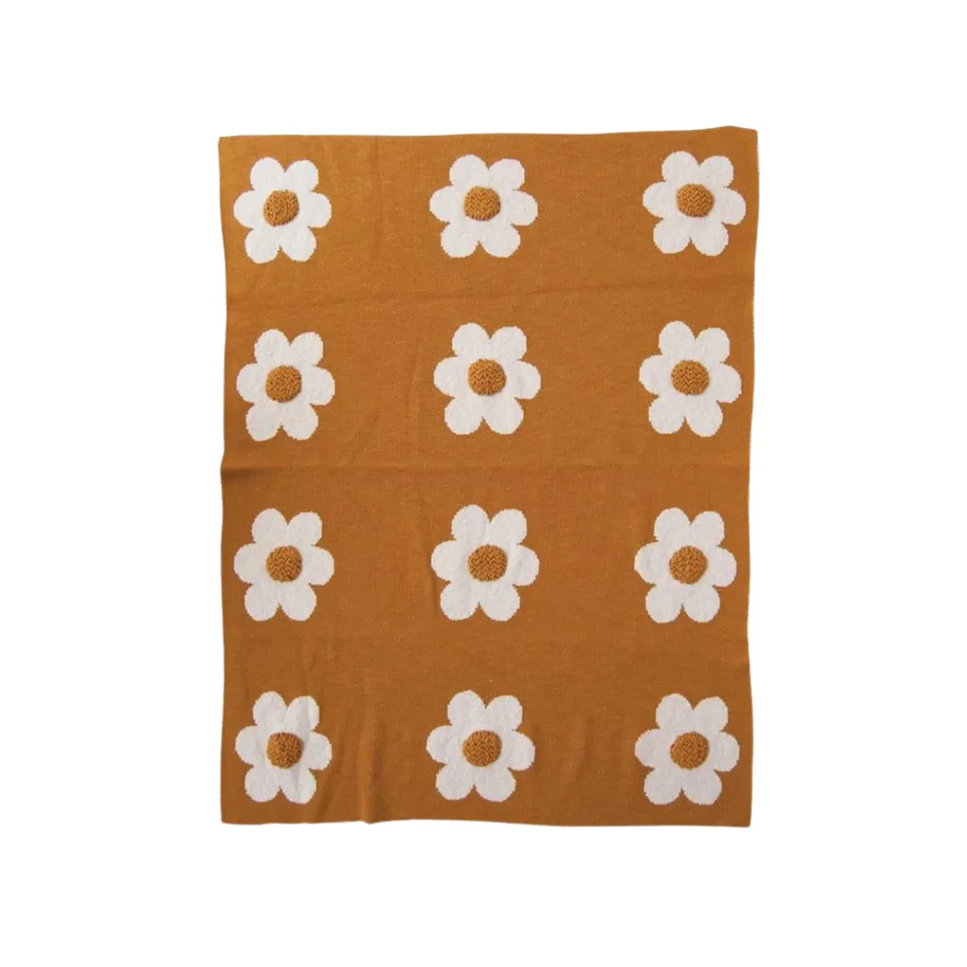 Natural & Mustard Flowers Baby Blanket