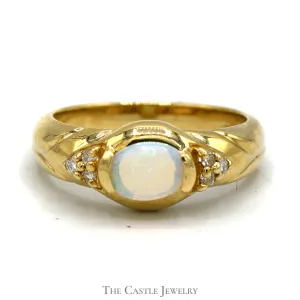 Opal Ring with Diamond Accents in 14k Yellow Gold
