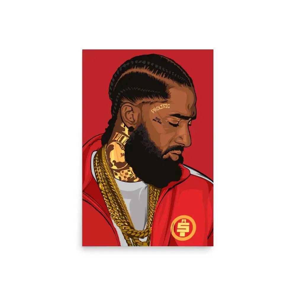 Painted Nipsey Hussle Legacy – Vibrant Red Nipsey Hussle Art