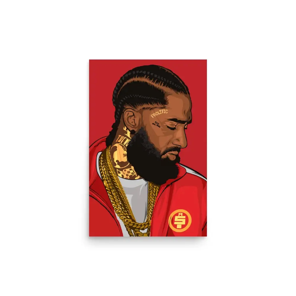 Painted Nipsey Hussle Legacy – Vibrant Red Nipsey Hussle Art