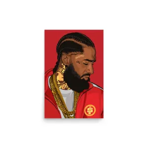 Painted Nipsey Hussle Legacy – Vibrant Red Nipsey Hussle Art