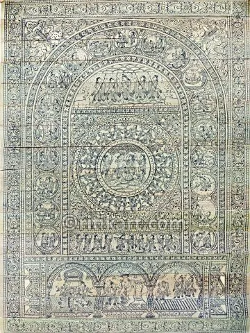 Palm Leaf Pattachitra Painting Krishna Leela