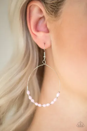 Paparazzi "Prize Winning Sparkly" Dainty  Light Pink Faceted Beaded Hoop Earrings