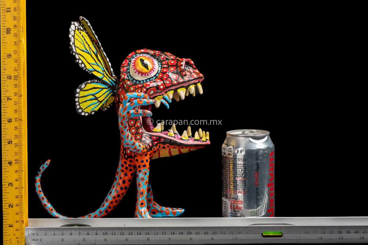 Paper Mache Alebrije with Butterfly Wings & Hands Up