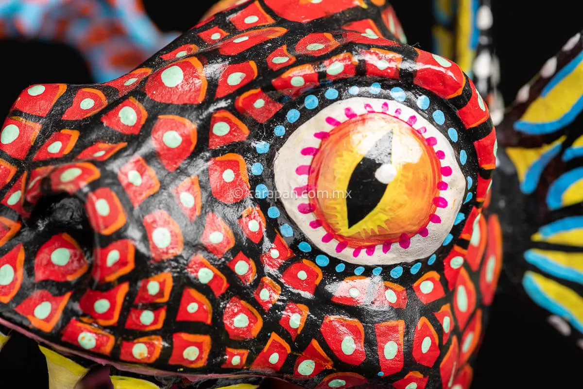 Paper Mache Alebrije with Butterfly Wings & Hands Up
