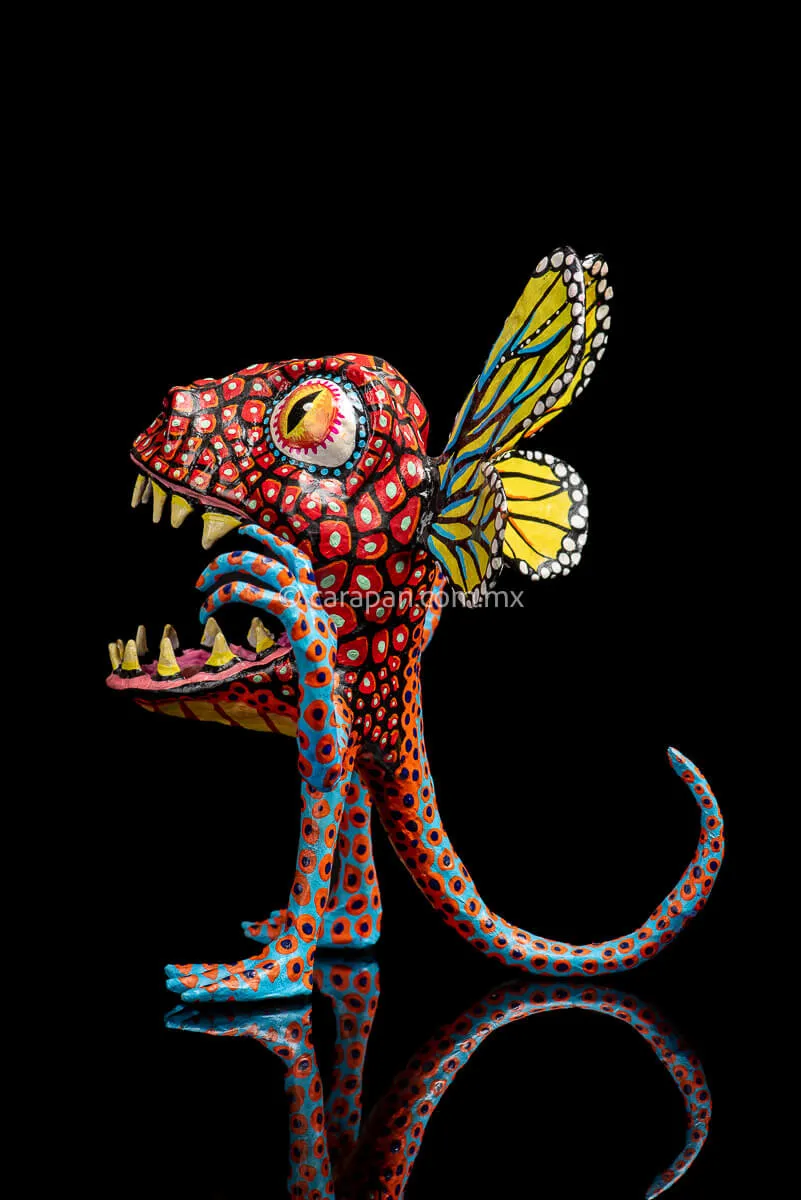 Paper Mache Alebrije with Butterfly Wings & Hands Up