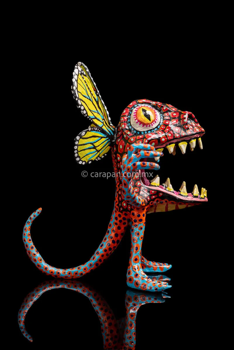 Paper Mache Alebrije with Butterfly Wings & Hands Up