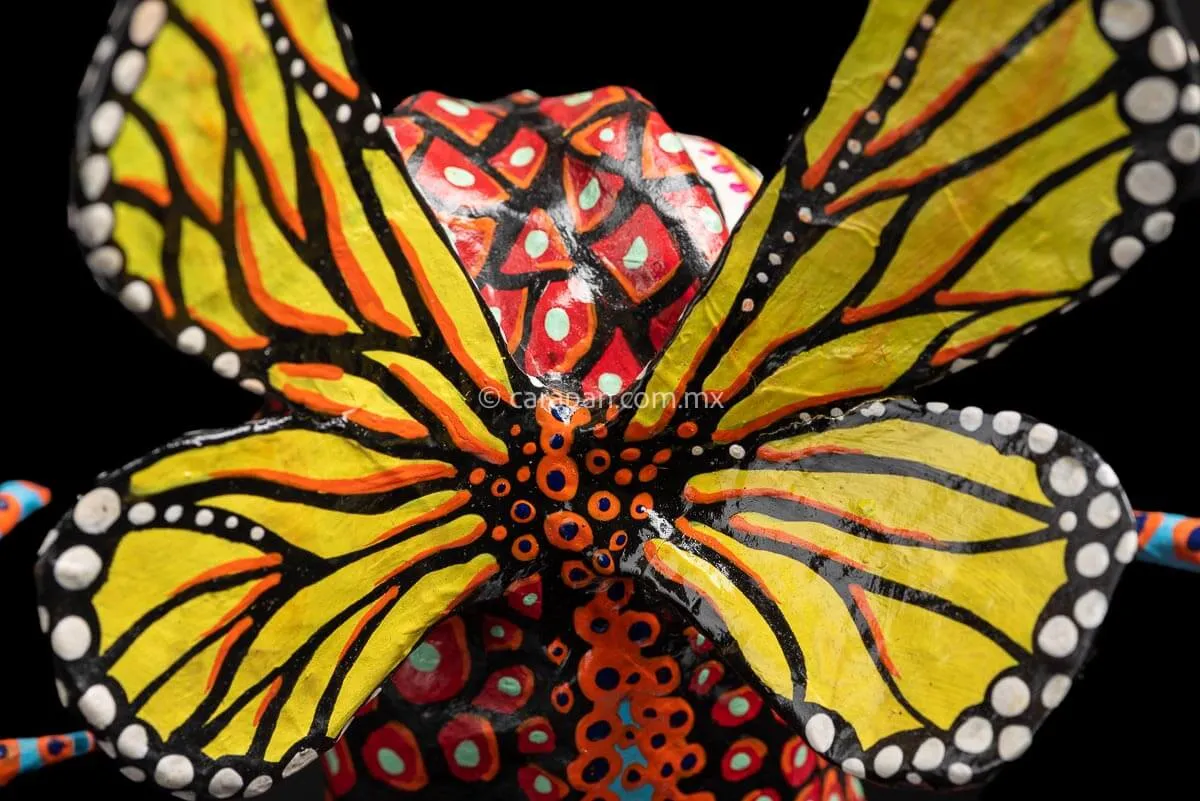 Paper Mache Alebrije with Butterfly Wings & Hands Up