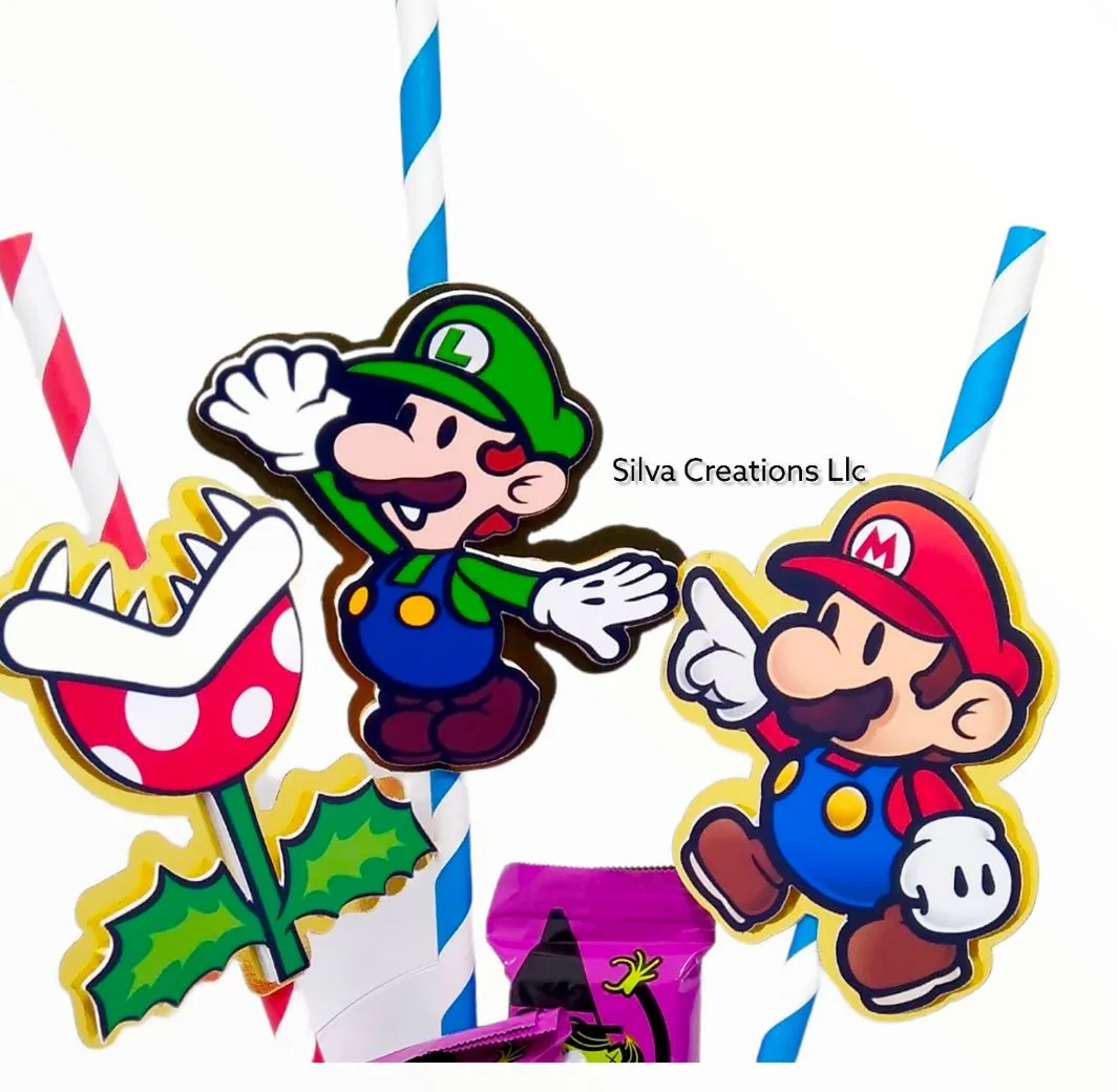 Paper Straws Super Mario Bros Themed / 10 pcs.