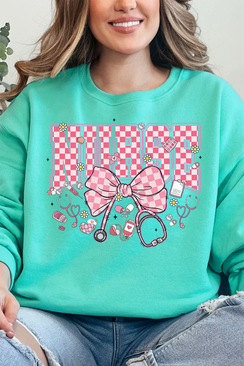 Pink Checkered Nurse Life Unisex NuBlend Crew Sweatshirt