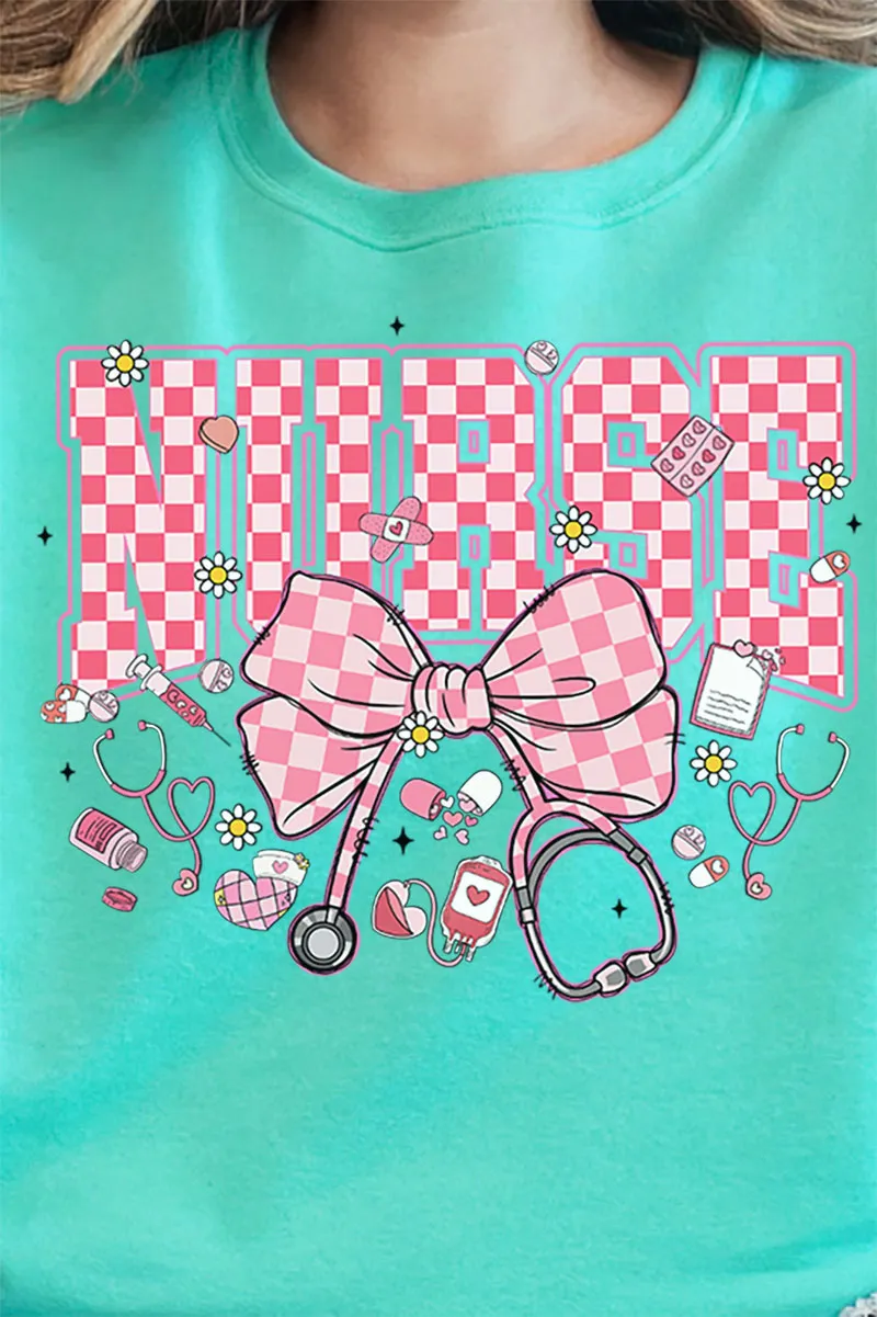 Pink Checkered Nurse Life Unisex NuBlend Crew Sweatshirt