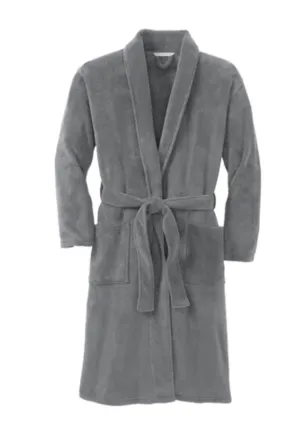 Plush Deep Smoke Microfleece Shawl Collar Robe